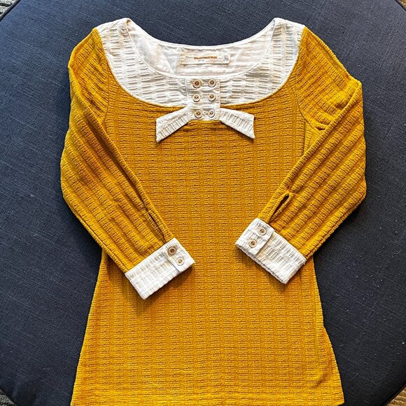 Anthropologie Tops - Anthropologie Pilcro Mustard yellow 3/4in sleeve sweater top